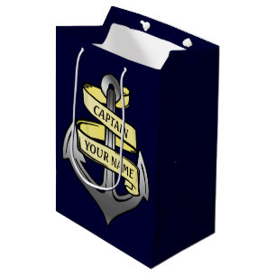 Customisable Ship Captain Your Name Anchor Medium Gift Bag