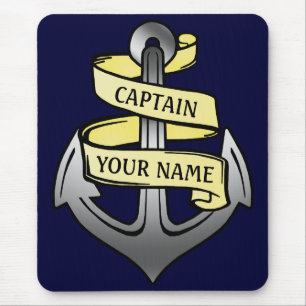Customisable Ship Captain Your Name Anchor Mouse Mat