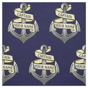 Customisable Ship Captain Your Name Anchor Novelty Fabric