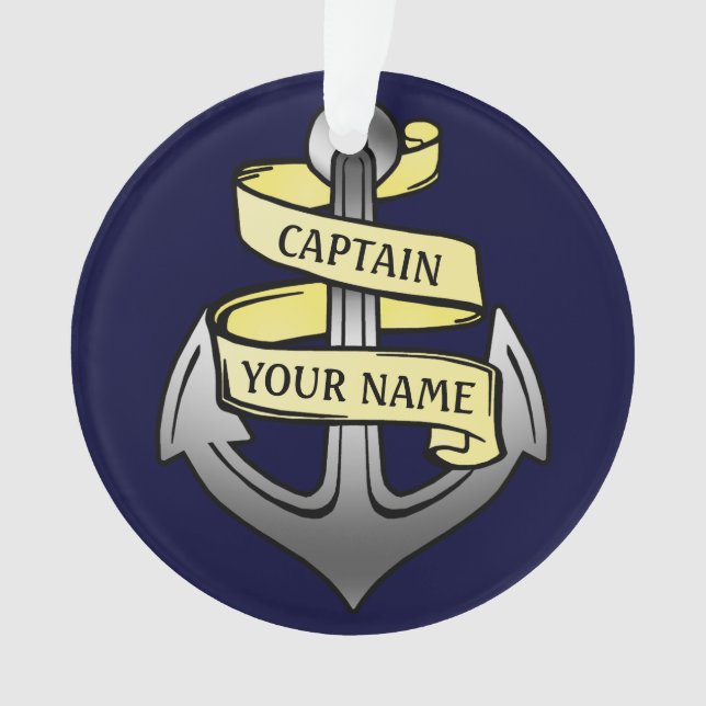 Customisable Ship Captain Your Name Anchor Ornament (Front)