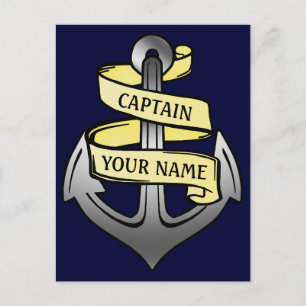 Customisable Ship Captain Your Name Anchor Postcard