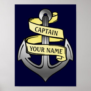 Customisable Ship Captain Your Name Anchor Poster
