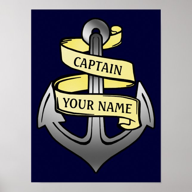 Customisable Ship Captain Your Name Anchor Poster (Front)
