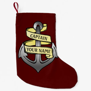 Customisable Ship Captain Your Name Anchor Small Christmas Stocking