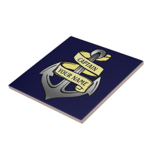 Customisable Ship Captain Your Name Anchor Tile