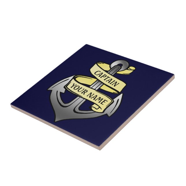 Customisable Ship Captain Your Name Anchor Tile (Side)