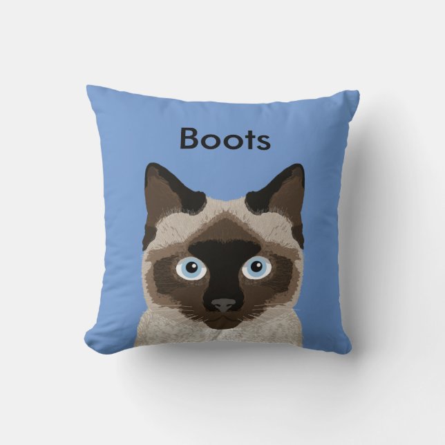 Customisable Siamese Cat Pillow - Cute Cat Pillow (Front)