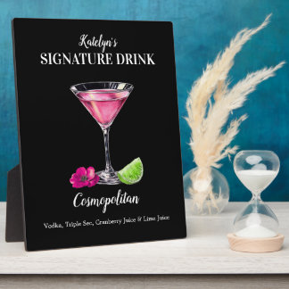 Customisable Signature Drink Cosmopolitan Sign Plaque