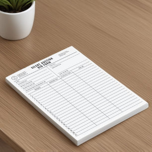 Customisable Silent Auction Bid Tear-Away Sheets Notepad