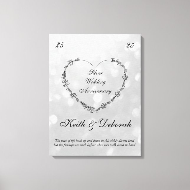 Customisable Silver Anniversary Canvas Print (Front)