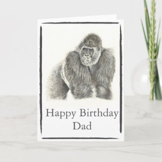 Customisable Silverback Gorilla Watercolour Card