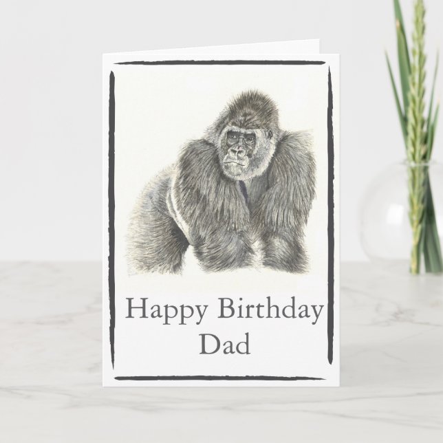 Customisable Silverback Gorilla Watercolour Card  (Front)