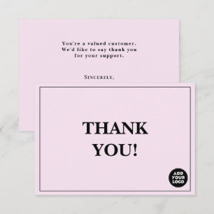 Customisable Simple Company Logo Custom Thank You Card