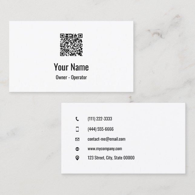 Customisable simple QR code light Business Card (Front/Back)