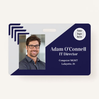 Customisable Simple Unique Design Blue Business ID ID Badge