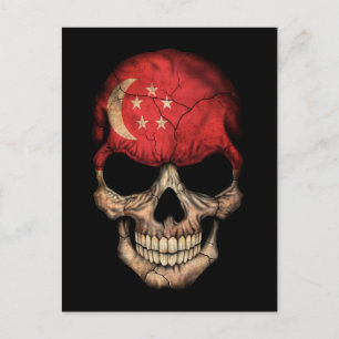Customisable Singapore Flag Skull Postcard