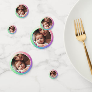 Customisable Six Photos on Bright Colourful Rainbo Confetti