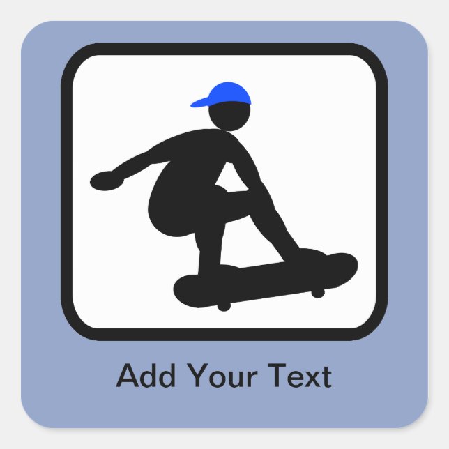 Customisable Skater on Skateboard Logo Square Sticker (Front)