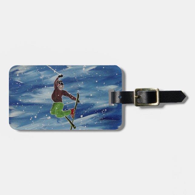 Customisable Skiing Luggage Tag (Front Horizontal)
