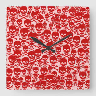 Customisable Skulls Square Wall Clock