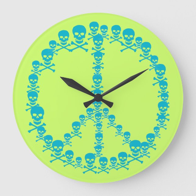 Customisable Skully Peace Large Clock (Front)