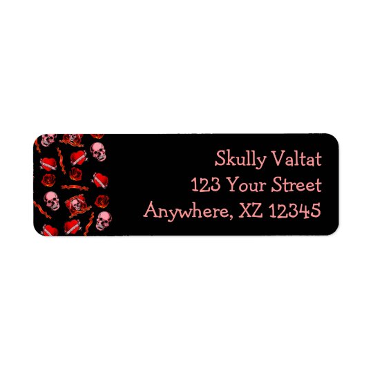 Customisable Skully Valentine Tattoos Return Address Label