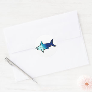 Customisable Sky Gradient Shark Classic Round Sticker