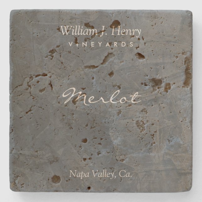Customisable Slate Travertine Wine Coasters (Front)