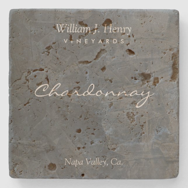 Customisable Slate Travertine Wine Coasters (Front)