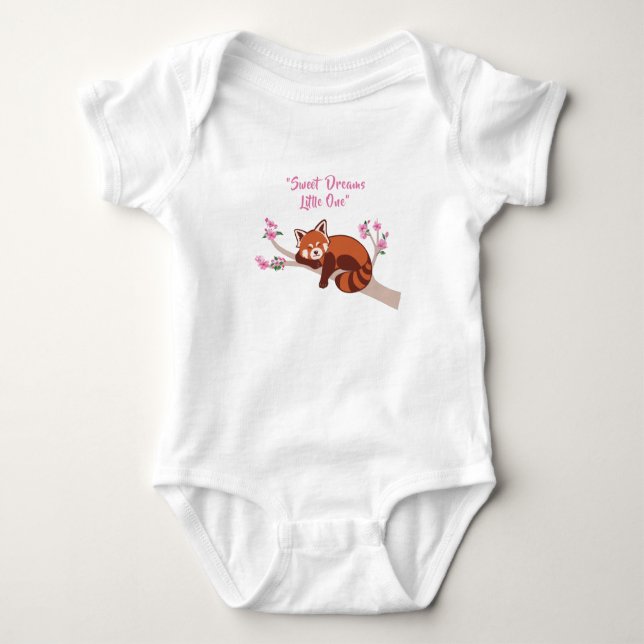 Customisable "Sleepy Red Panda" Baby Bodysuit (Front)