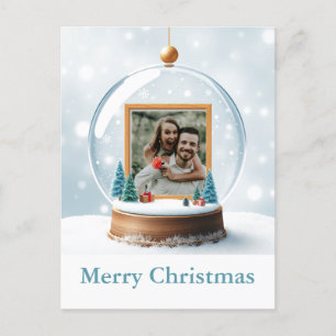Customisable Snow Globe Photo Christmas Holiday Postcard