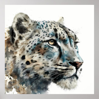 Customisable Snow Leopard Art Print Modern Wallart