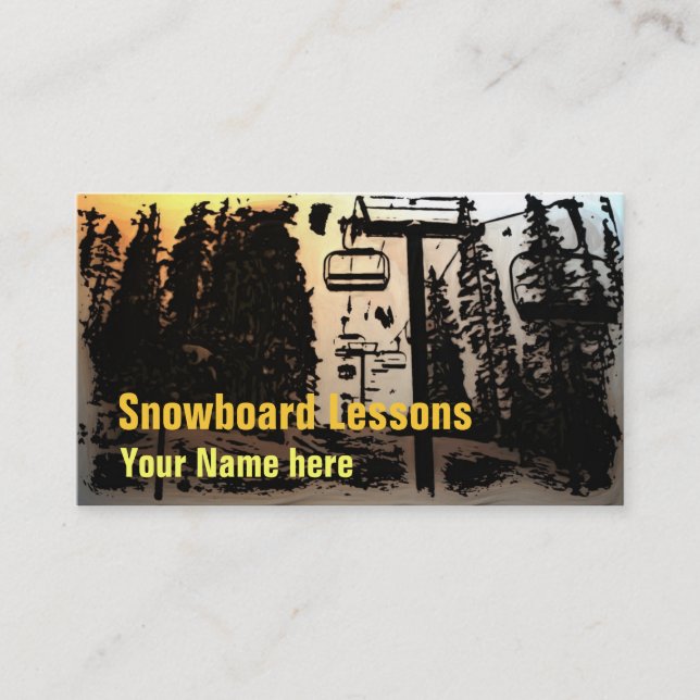 Customisable snowboard lesson business cards (Front)