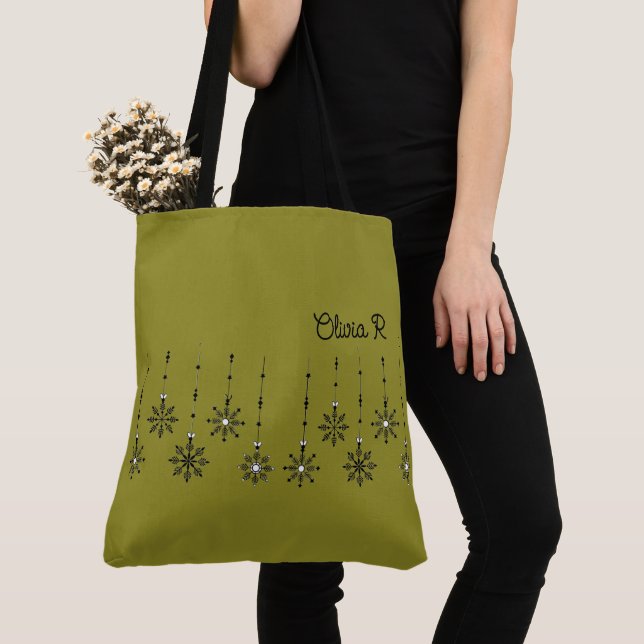 Customisable Snowflake Canvas Tote (Close Up)