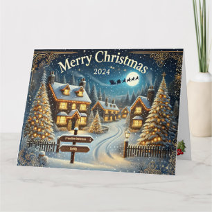 Customisable Snowy Christmas Village Design Card