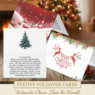 "Customisable Snowy Village Christmas Cards"