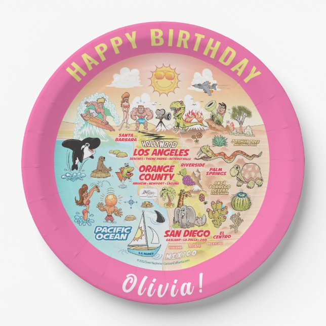 Customisable SoCal Sunset Birthday Plate (Front)
