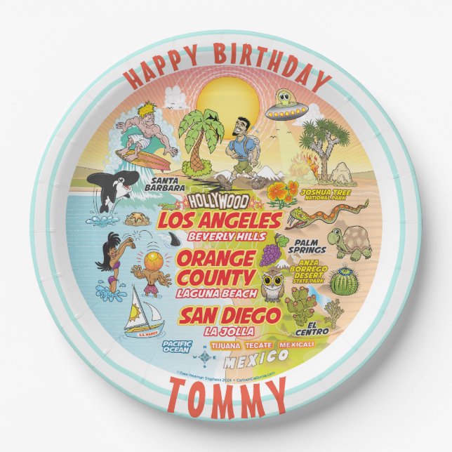 Customisable SoCal Sunset Birthday Plate (Front)