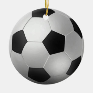 Customisable Soccer Ball Chirstmas Ceramic Tree Decoration