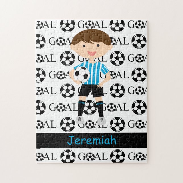 Customisable Soccer Boy Goal 1 Jigsaw Puzzle (Vertical)