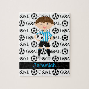 Customisable Soccer Boy Goal 1 Jigsaw Puzzle