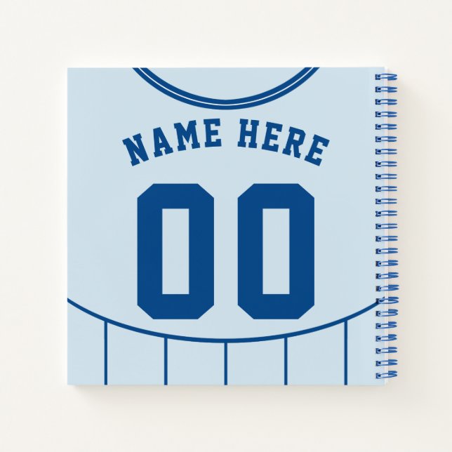 Customisable Soccer Football Light Blue Jersey Notebook (Back)