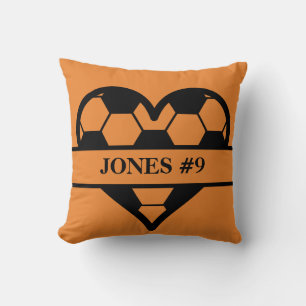 Customisable Soccer Heart Design Cushion
