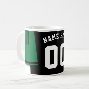 Customisable Soccer Jersey Mug, Black & Green Coffee Mug