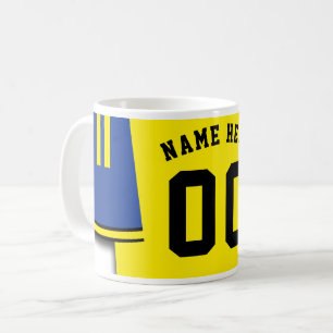 Customisable Soccer Jersey Mug, Blue & Yellow Coffee Mug