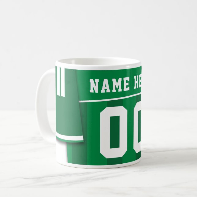 Customisable Soccer Jersey Mug, Green, Football Coffee Mug (Front Left)