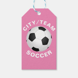 Customisable Soccer Pink And White Gift Tags