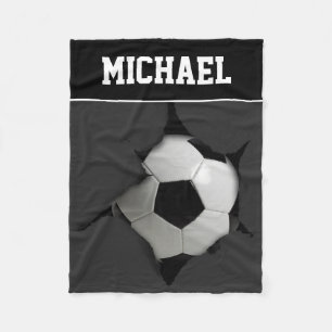 Customisable Soccer Player Ball Name Sports Fleece Blanket