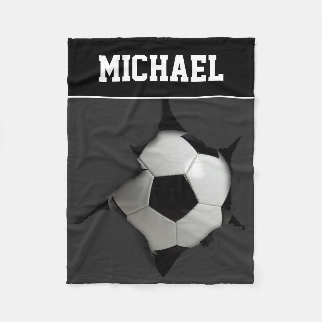Customisable Soccer Player Ball Name Sports Fleece Blanket (Front)