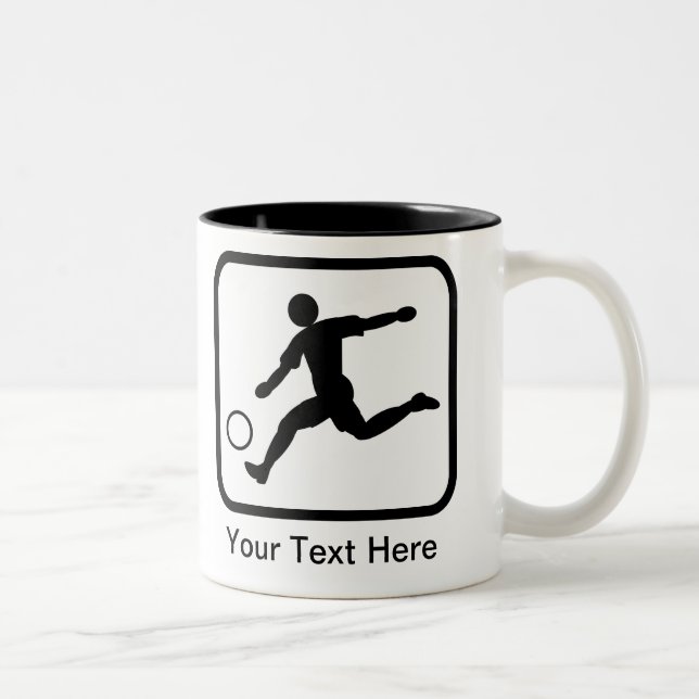 Customisable Soccer Player (Footballer) Logo Two-Tone Coffee Mug (Right)